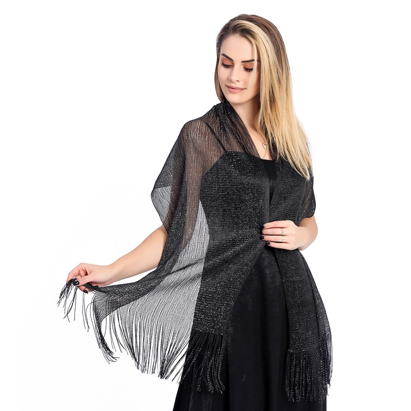 Châles élégants pour robes de soirée femme doré argenté fil glands mariée demoiselle d'honneur fête de mariage accessoires écharpe