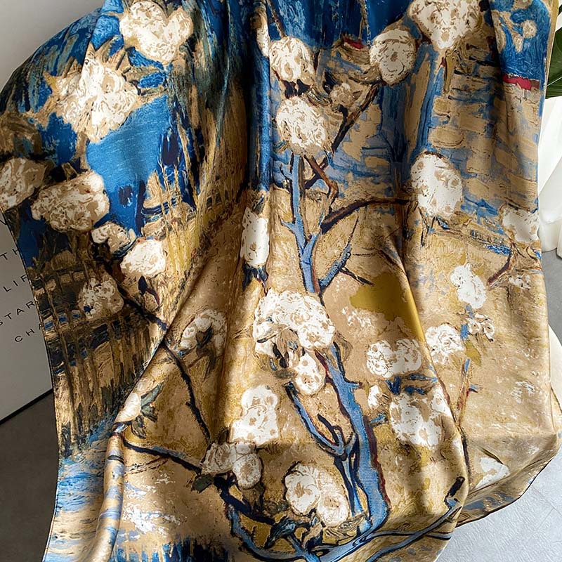 90*180CM femmes nouveau Satin de soie imprimé Design écharpe châle été Protection solaire serviette de plage foulards en soie dames foulard