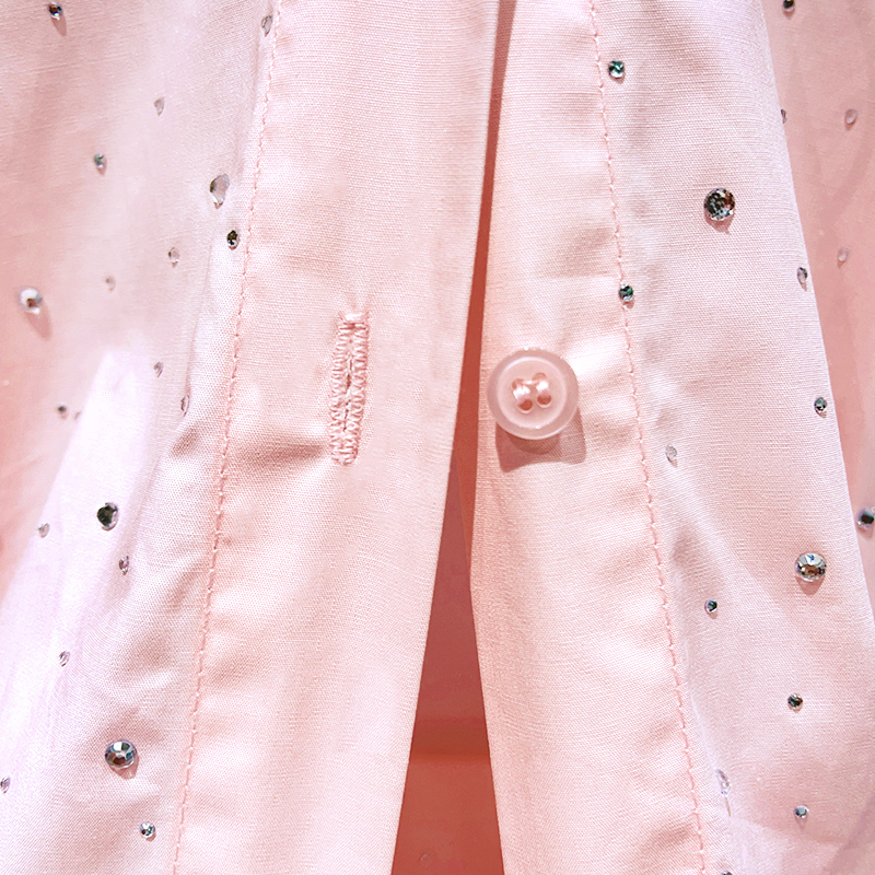 Robe sans manches rose pour femme, col rabattu, ceinture à nouer, strass éclatants, robe patchwork pour femme