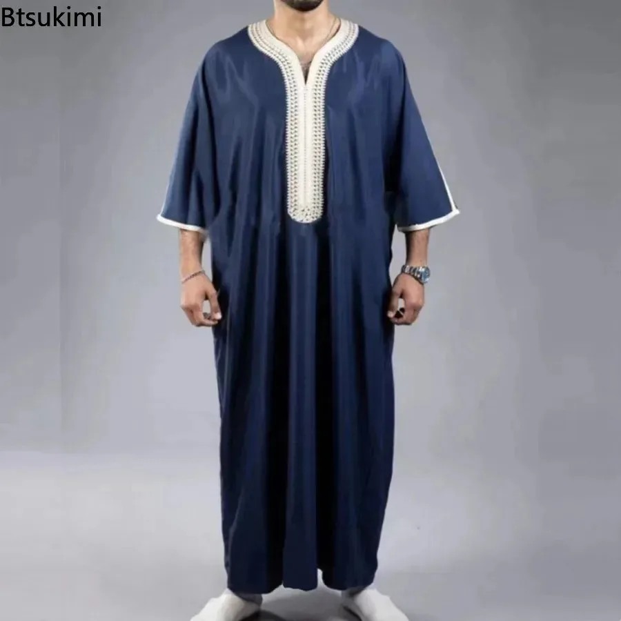 2026 hommes musulman Thobe moyen-orient Jubba Thobe manches longues Robe islamique hommes Robe musulmane saoudien arabe à capuche Thobe Abaya mâle