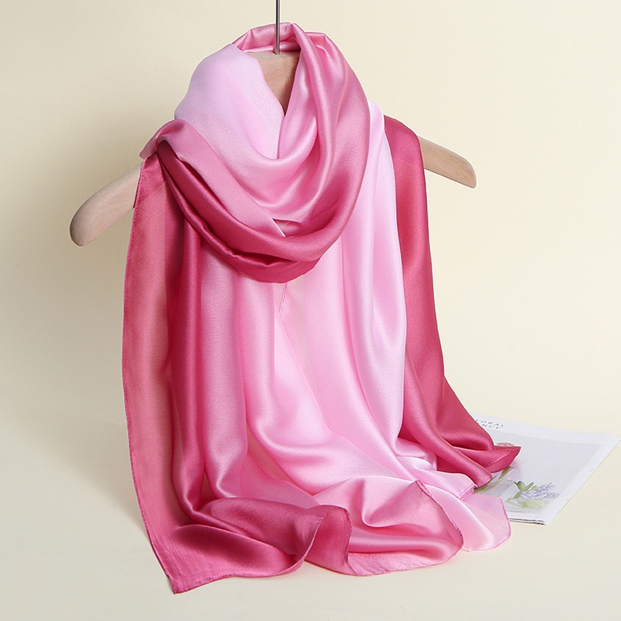 Mode dame dégradé couleur longue enveloppement femmes châle en mousseline de soie écharpe foulards décontracté femmes écharpe Feminino femme accessoire