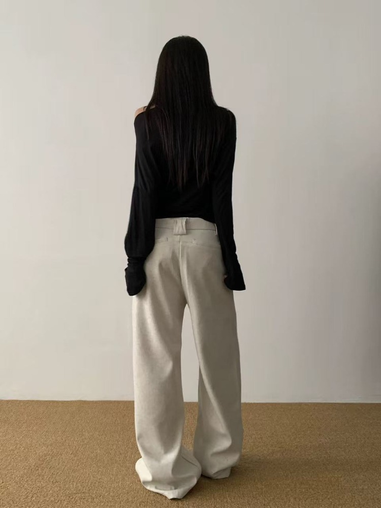 Pantalon droit froissé à jambes larges pour femmes, Style de transport, bas de printemps pour filles, Baggy, taille haute, ample
