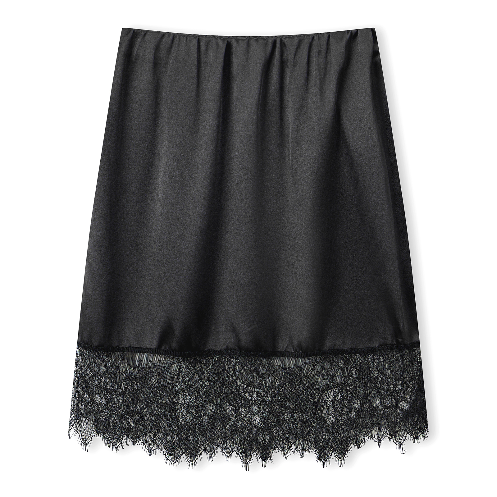 Mini-jupe nuisette en satin pour femme, avec bordure en dentelle et patchwork, sous-jupe soyeuse Y2K taille basse coupe trapèze