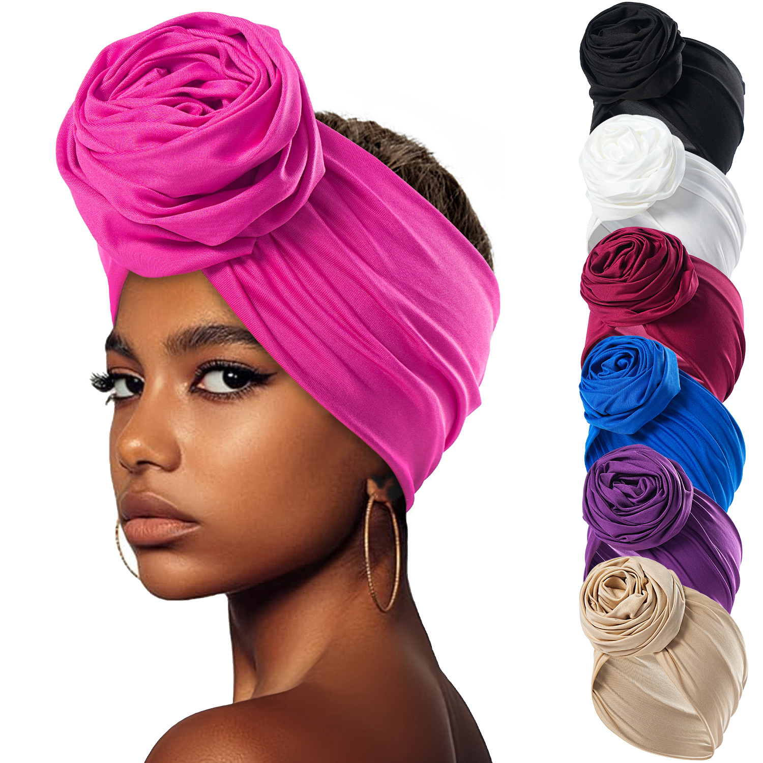 Mode grande fleur bandeau Boho fleur Bandana Turban enveloppement femmes cheveux accessoires femmes africaines élastique chapeaux chimio bandeau