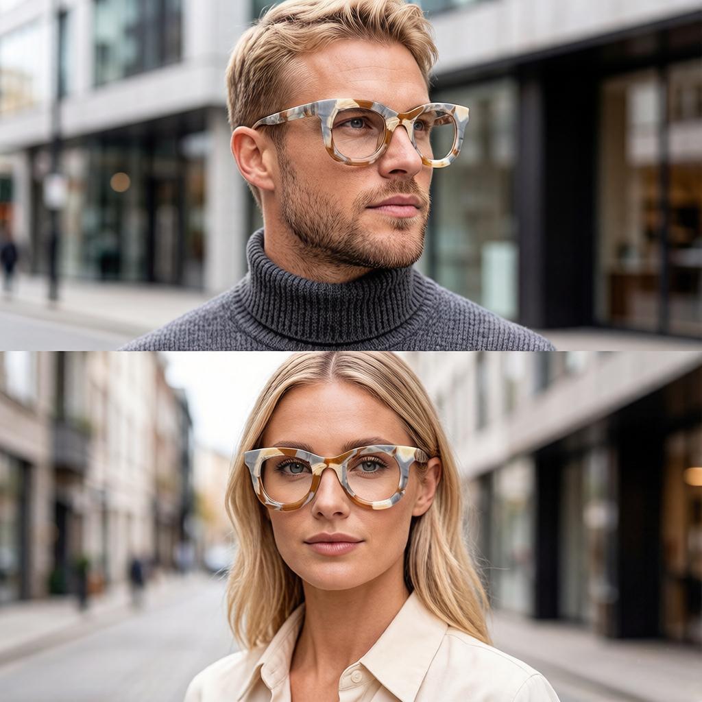 Lunettes de luxe épaisses à monture en acétate, de haute qualité, style vintage, rondes, pour hommes et femmes, lunettes carrées de créateur, épaisses, effet de luxe, pour hommes