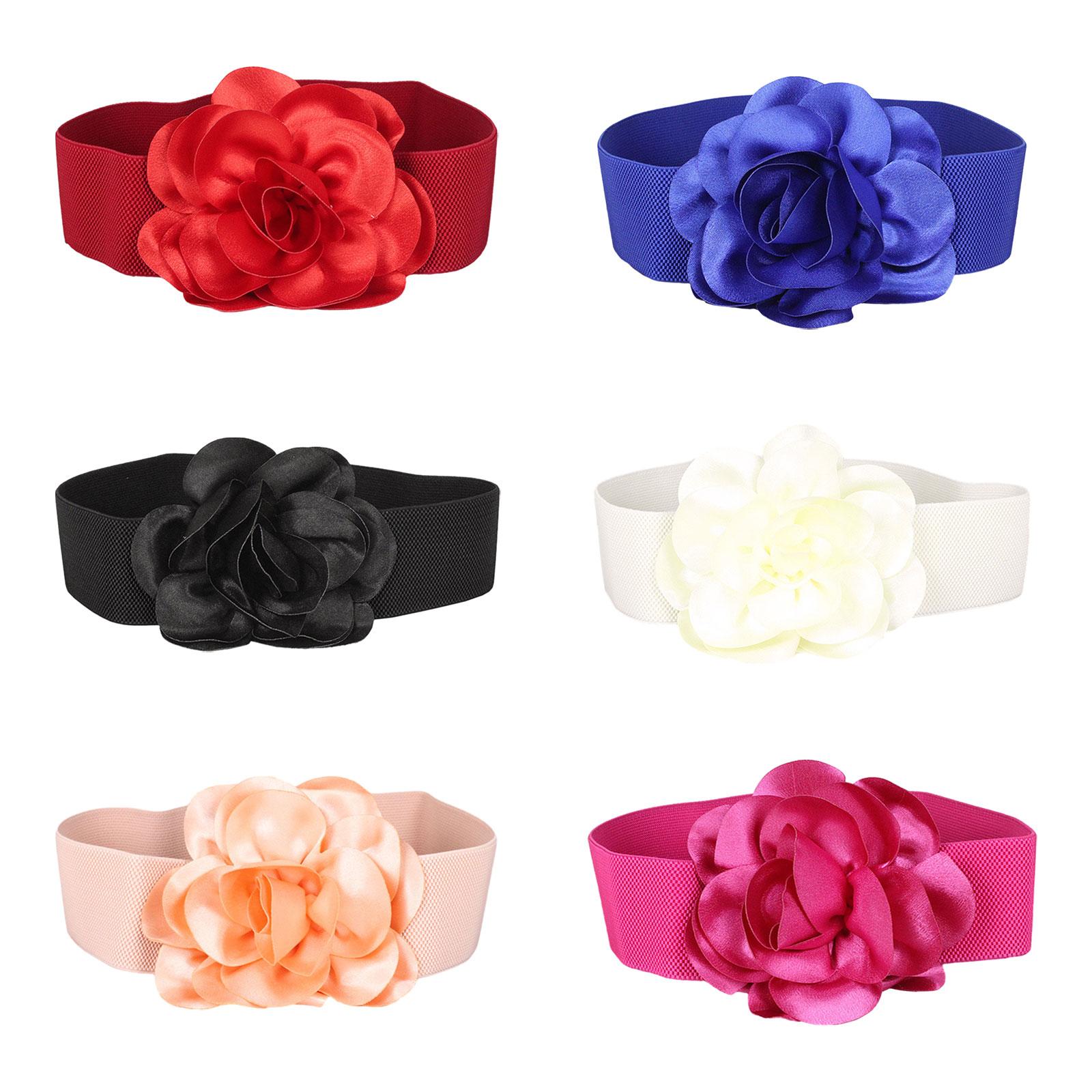 Ceinture large pour robe, taille élastique, grand ruban à fleurs, pour pull, robes, vêtements, chemises Maxi, accessoires