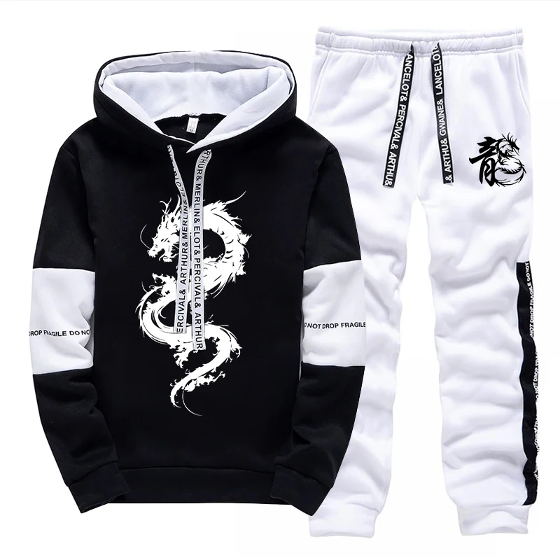 Automne hiver hommes survêtement imprimer sweats décontractés Streetwear Sports de plein air Jogging hommes vêtements une pièce à capuche pantalon