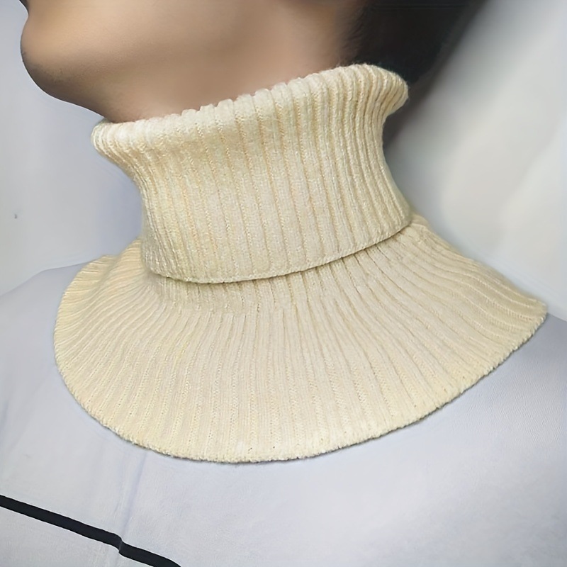 Écharpe tricotée pour hommes, faux col détachable, chauffe-cou, coupe-vent, en coton, à volants, couverture de col enveloppant, 27x18cm, hiver