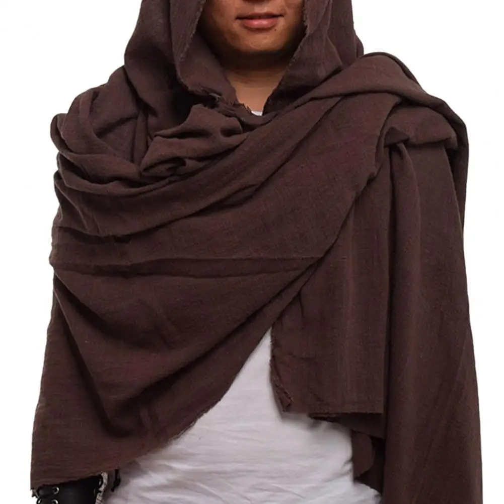 Écharpe Vintage en tissu doux pour hommes, confortable, respirant, couleur unie, garde au chaud, cape à capuche, Costume médiéval pour Banquet, printemps