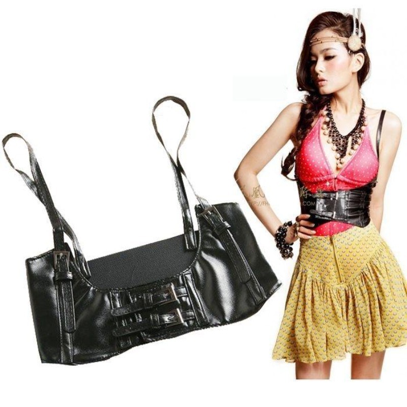 Ceinture large en cuir Pu pour femmes, 1 pièce, 2 boucles latérales, Vintage, taille élastique, épaule, Corset, Bandage, ceintures de taille pour femmes