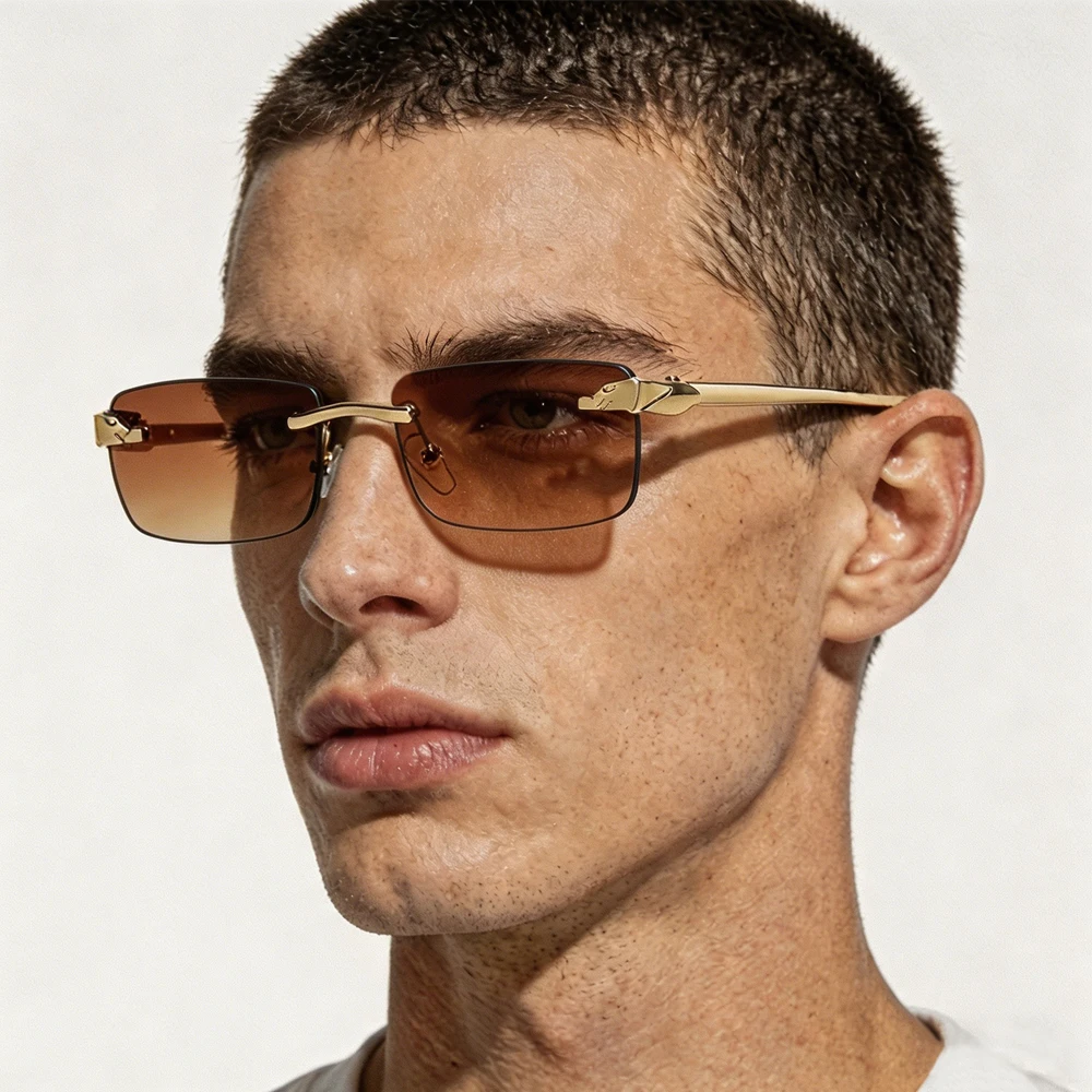 Nouvelles lunettes de soleil sans monture pour hommes et femmes, lunettes de mode, verres dégradés, lunettes de soleil rectangulaires, Oculos
