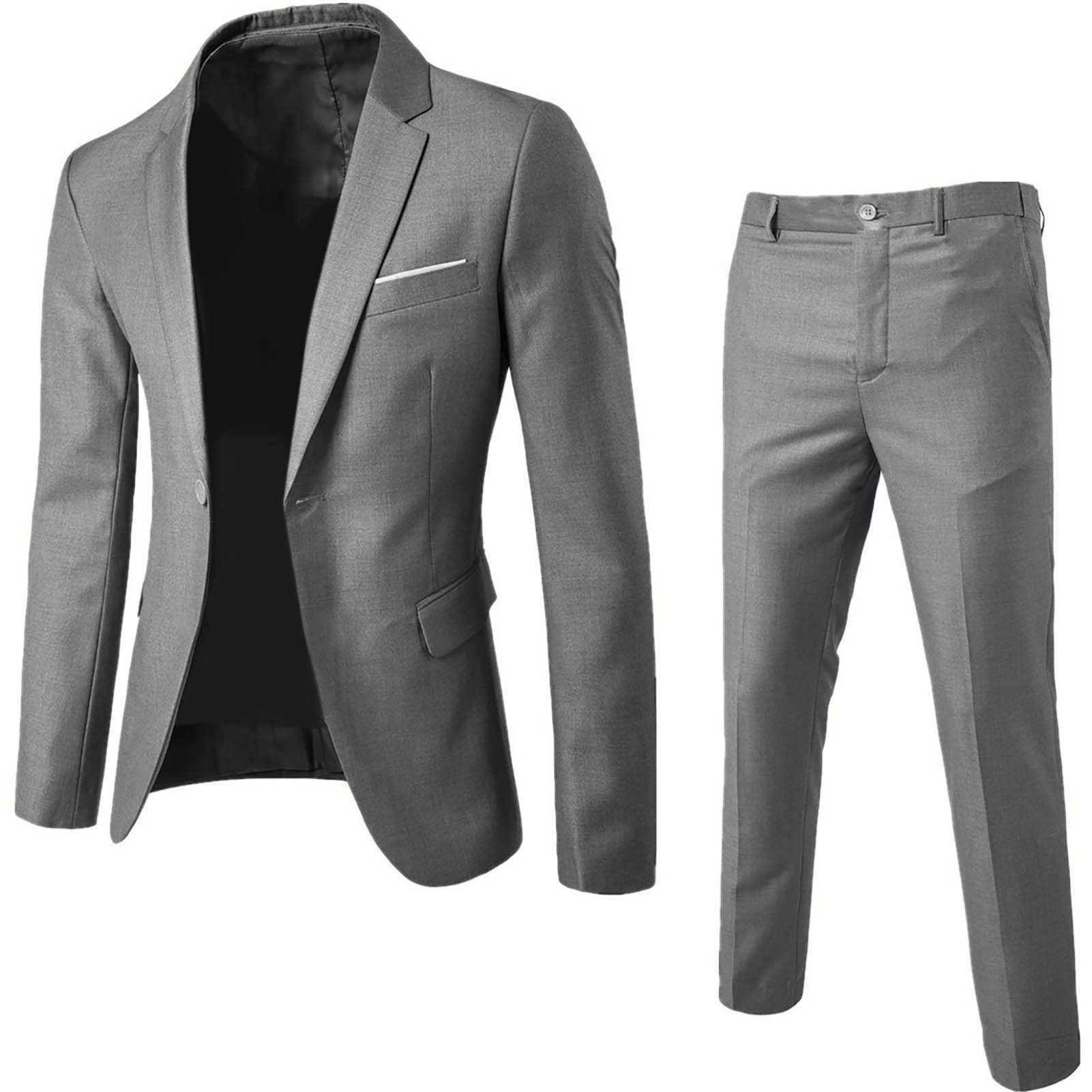 Costume de mariage de luxe 2 pièces pour hommes, mode slim, couleur unie, costume de bureau d'affaires, ensembles pantalons pour hommes de grande taille