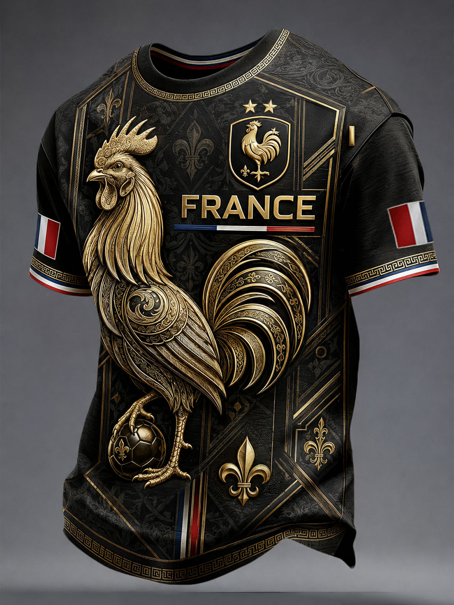 Maillot de football style français pour hommes et femmes, t-shirt à motif imprimé 3D, haut à manches courtes, séchage rapide, respirant, décontracté, pour l'extérieur, vêtements d'été
