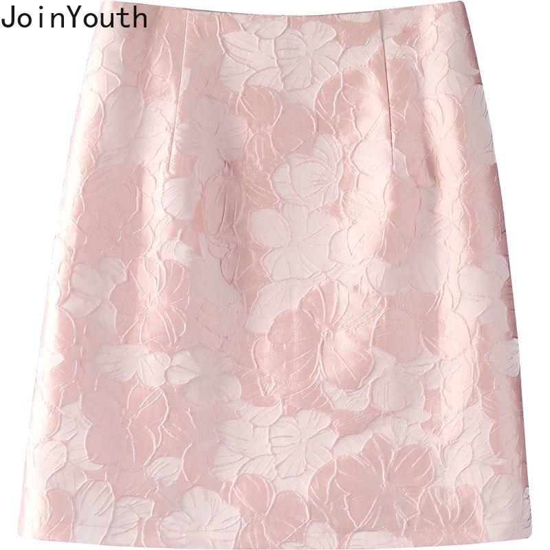 Jupe Jacquard pour femmes 2025 Faldas Mujer De Moda taille haute tunique rose Jupe mode coréenne Saia Vintage moulante Mini jupes