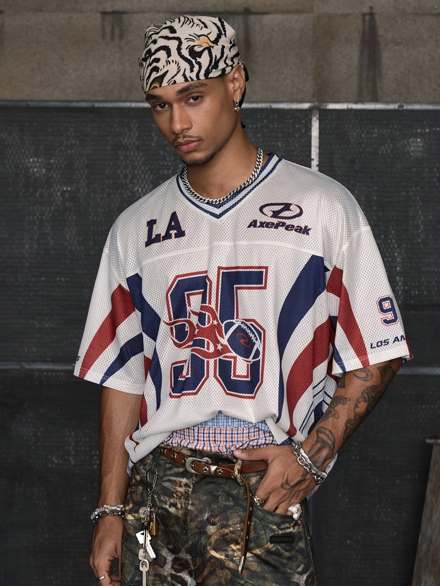T-shirt d'été pour homme LA 95, maillot de football, col en V, maille, manches courtes, coupe ample, sport, streetwear, décontracté, haut de tous les jours