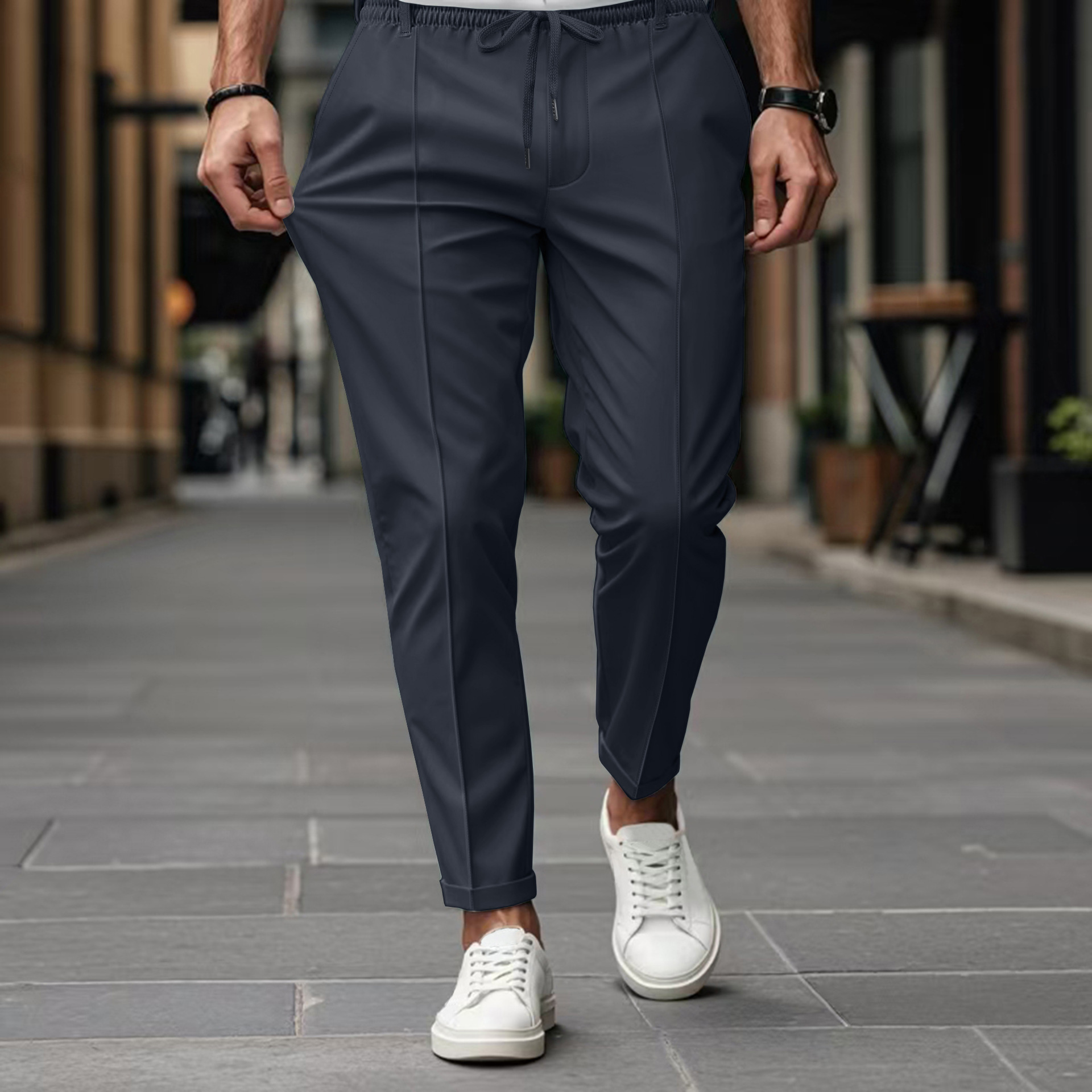 Pantalon de Costume Homme Formel Pantalon Stretch Slim Couleur Unie Décontracté Habillé Longueur Entière Nouvelle Collection Vêtements Homme