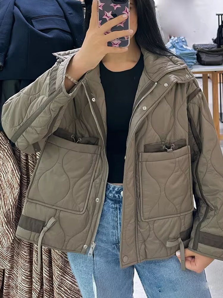Manteaux épais rétro pour femme, vestes à col montant avec boutons, coupe-vent, Streetwear, nouvelle mode hiver