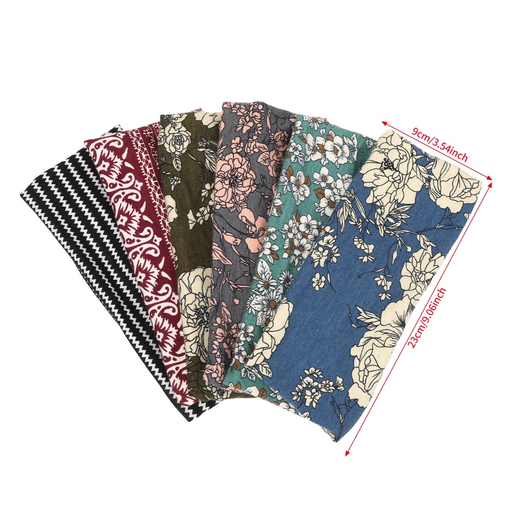 Bandeau de cheveux imprimé floral style bohème, absorbant la transpiration, antidérapant, large, doux, accessoires pour cheveux, bandeau croisé pour le sport