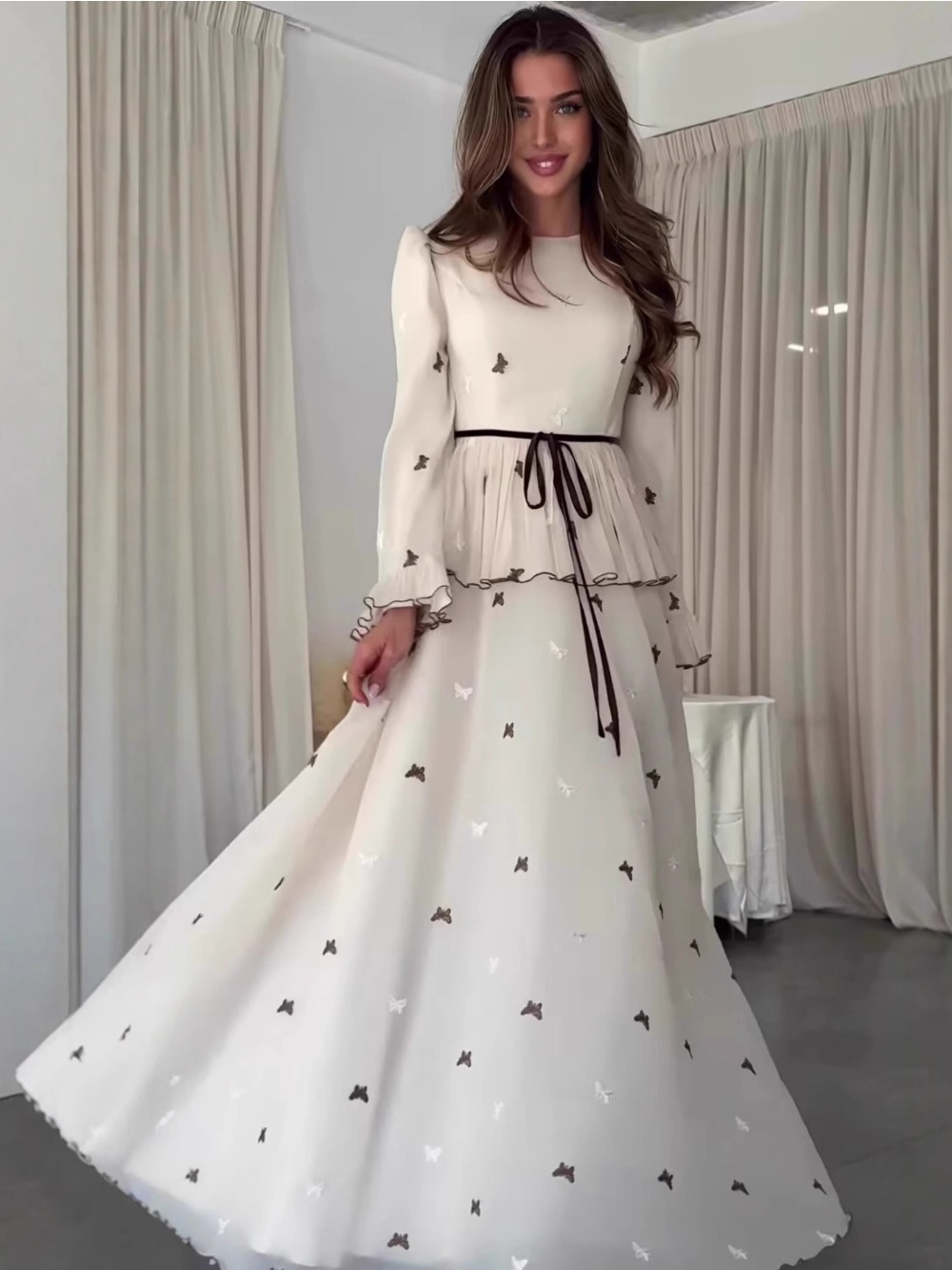 Eid femmes Robe musulmane Abaya imprimer à lacets pansement dubaï robes Largos robes longues Robe arabe fête Caftan Jalabiya Ramadan