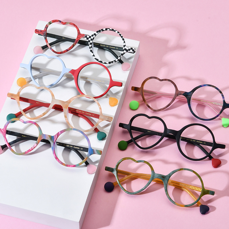 Monture de lunettes tendance multicolore pour femmes, de marque, design cœur rond, lunettes japonaises faites à la main pour hommes, montures fines