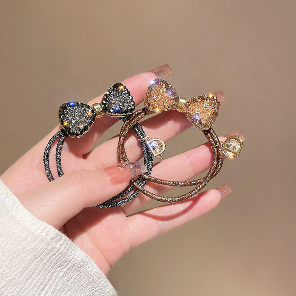 Attaches de cheveux de luxe avec nœud papillon en strass, élastiques, élastique pour queue de cheval, chouchous simples pour femmes et filles, cadeaux