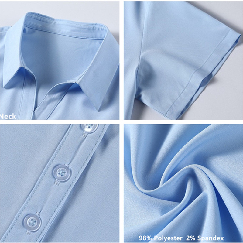 Bureau dame chemises femmes été formel grande taille 10XL 9XL 8XL 7XL blanc bleu travail à manches courtes affaires col en v en mousseline de soie Blouse