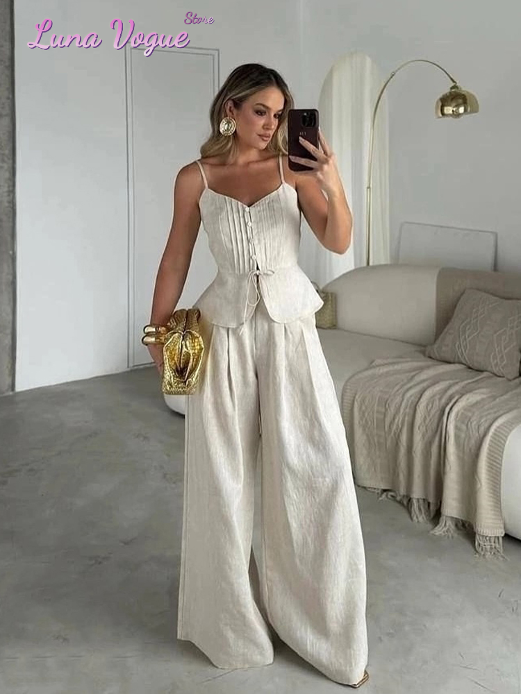 Ensemble 3 Pièces Imprimé Floral Beige pour Femme : Veste, Corset et Pantalon Large – Tenue Élégante pour Bureau et Soirée 2026