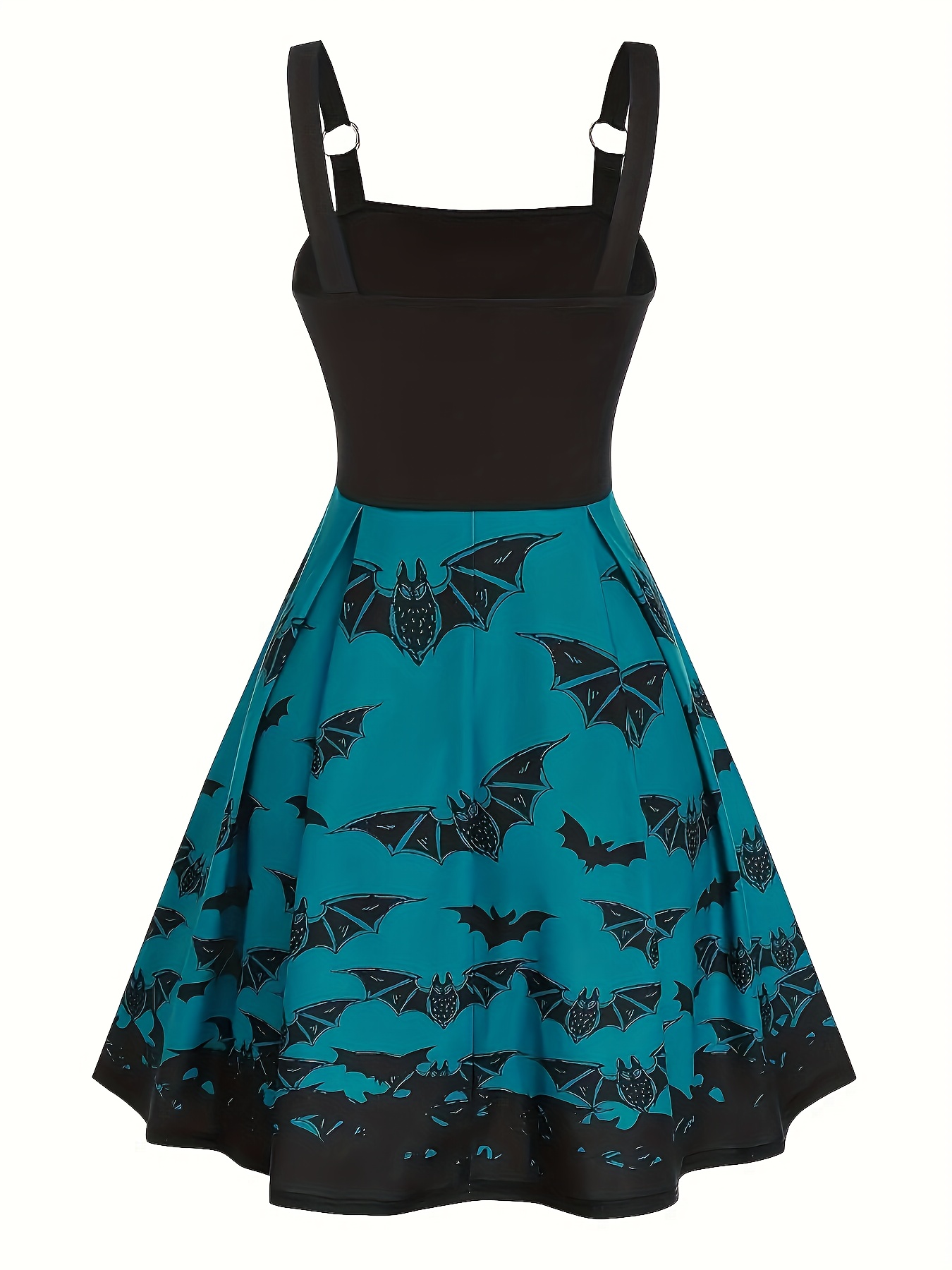 Robe pour femmes à la mode européenne et américaine avec imprimé chauve-souris, taille haute, style sling, robe grande taille