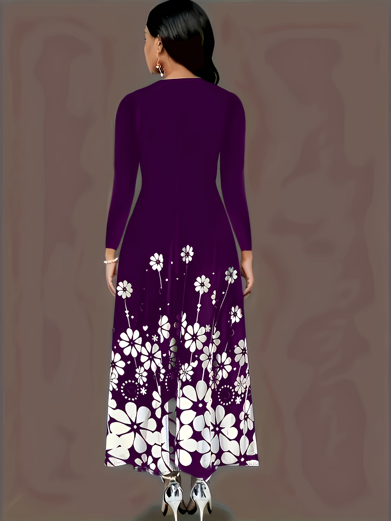 Robe longue à manches longues imprimée, nouvelle mode printemps-automne, élégante jupe longue pour femmes