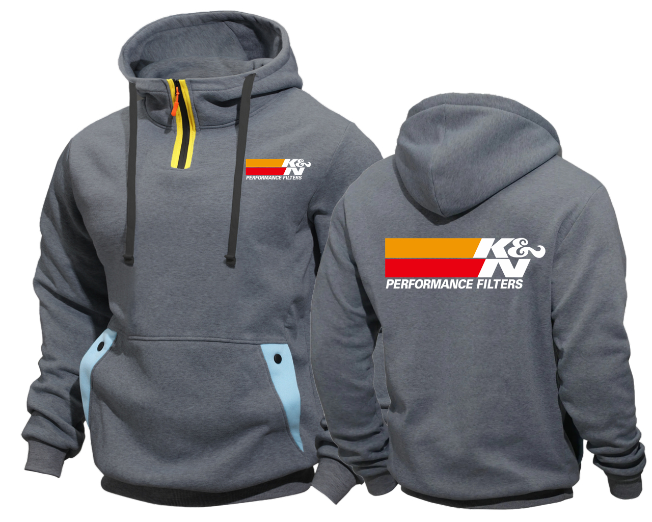 K & N haute Performance filtres à Air et à huile prises d'air Semi-Zip sweat à capuche hommes Streetwear mâle Vintage à capuche Clthoes