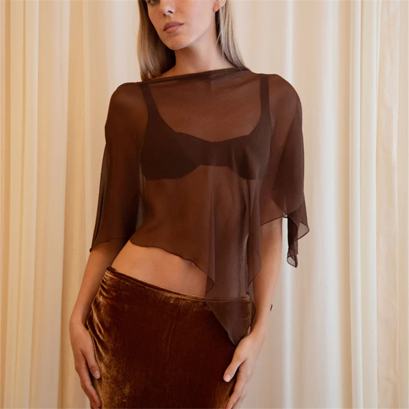 Femmes pure Poncho hauts couleur unie maille irrégulière châle enveloppes couverture ample été Clubwear pour fête de rue soirée mariage