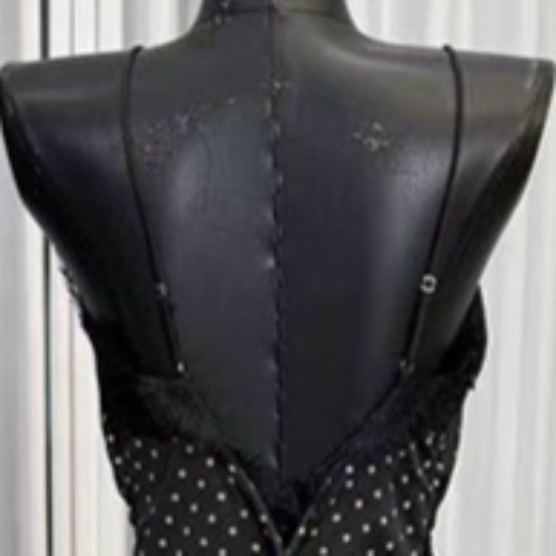 Robes chics en dentelle noire à volants KBQ pour femmes, col en V, sans manches, robe intellectuelle sexy, style féminin tendance été, nouveauté