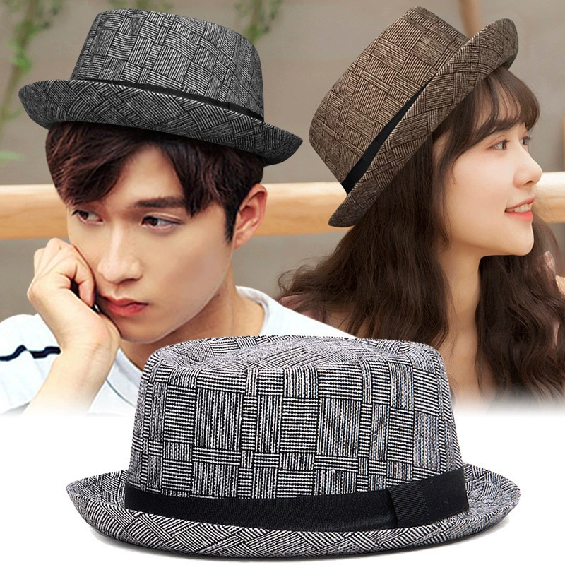 Nouveaux chapeaux d'automne et d'hiver pour hommes, chapeaux jazz rétro britanniques, petits chapeaux à calotte ronde, chapeaux classiques à carreaux pour femmes, style gentleman