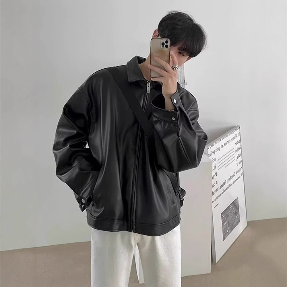 Veste en cuir pour hommes veste de motard pour hommes moto veste imperméable à la mode imperméable pour la pluie motocycliste rétro