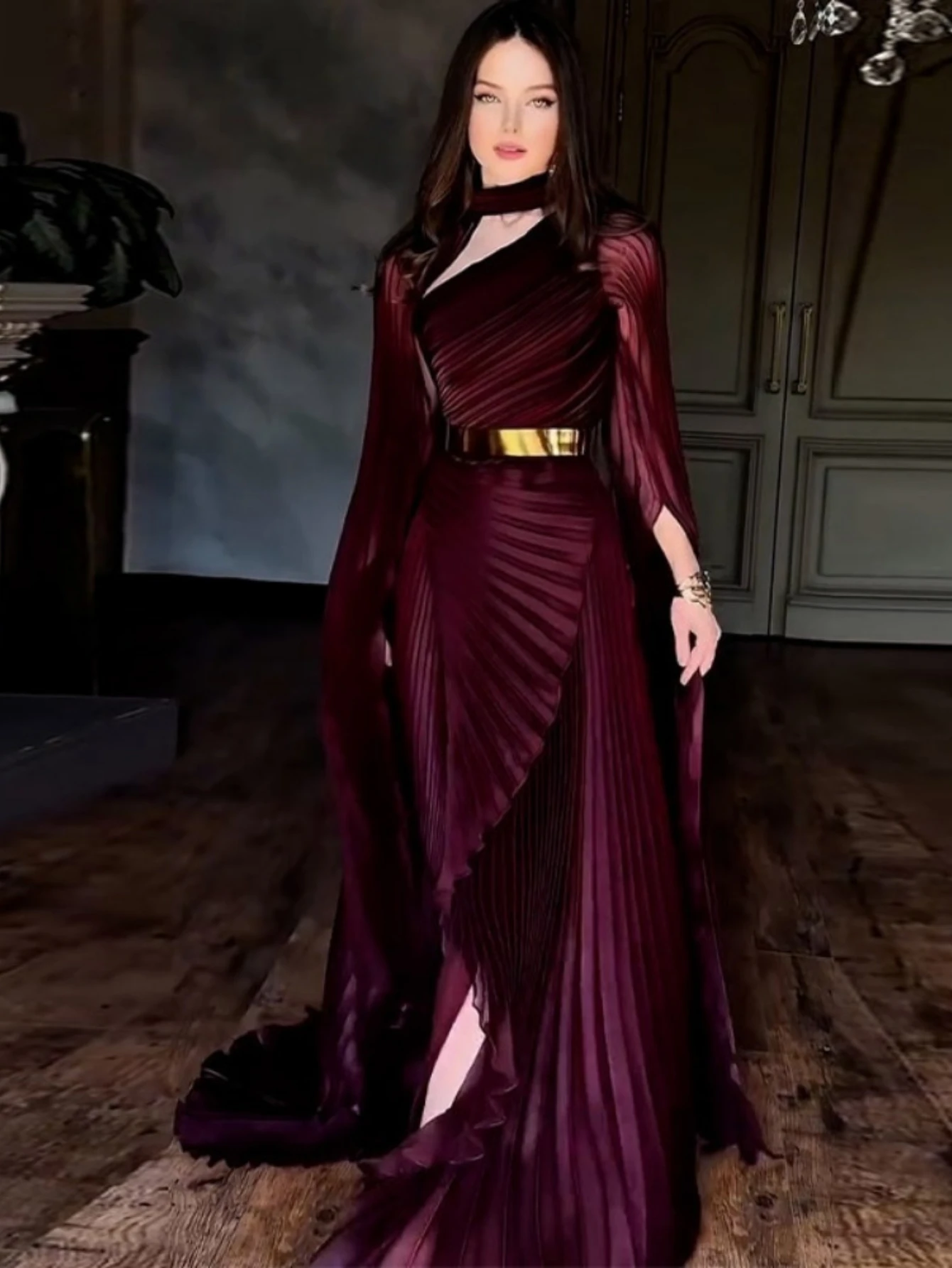 Robe de soirée Eid musulmane Abaya femmes fête plis irréguliers Jalabiya robes dubaï Largos longue Robe Ramadan maroc Caftan dubaï