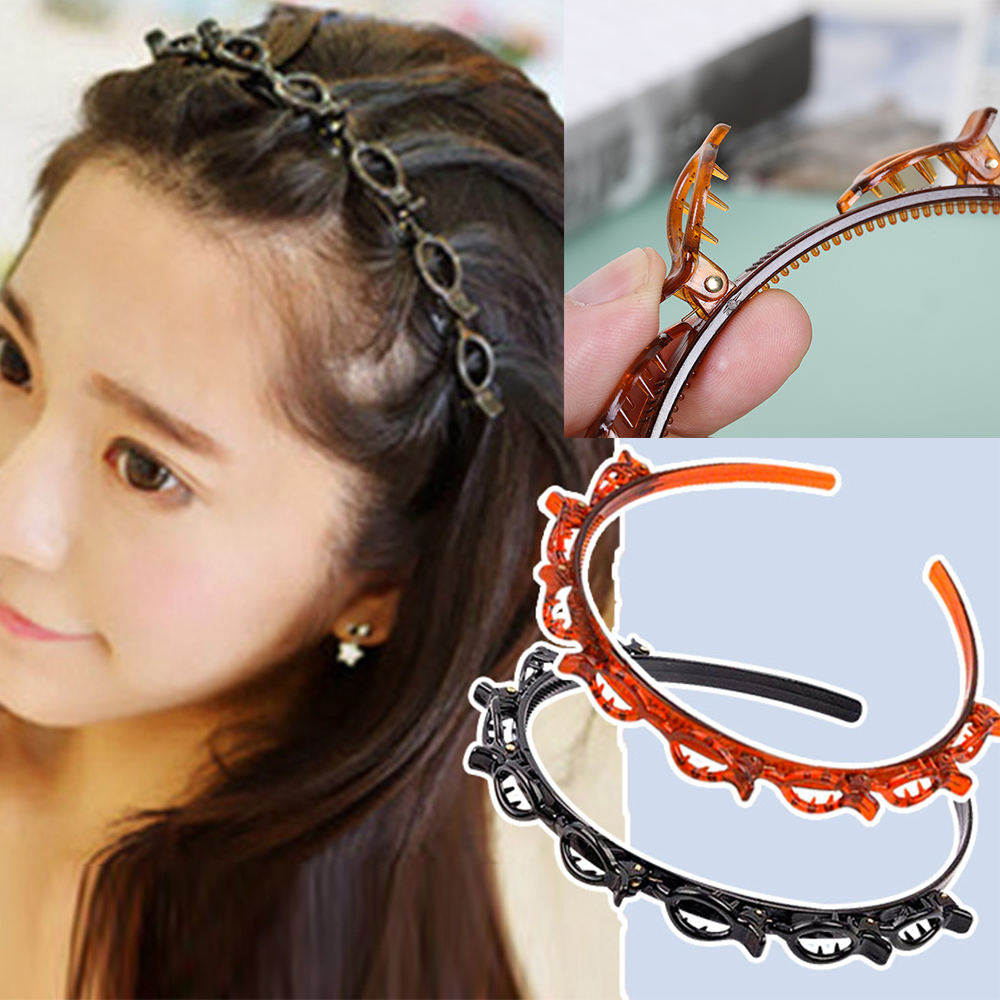 Multi-couche creux tressé femmes frange bandeau coiffure fer accessoires pince à cheveux