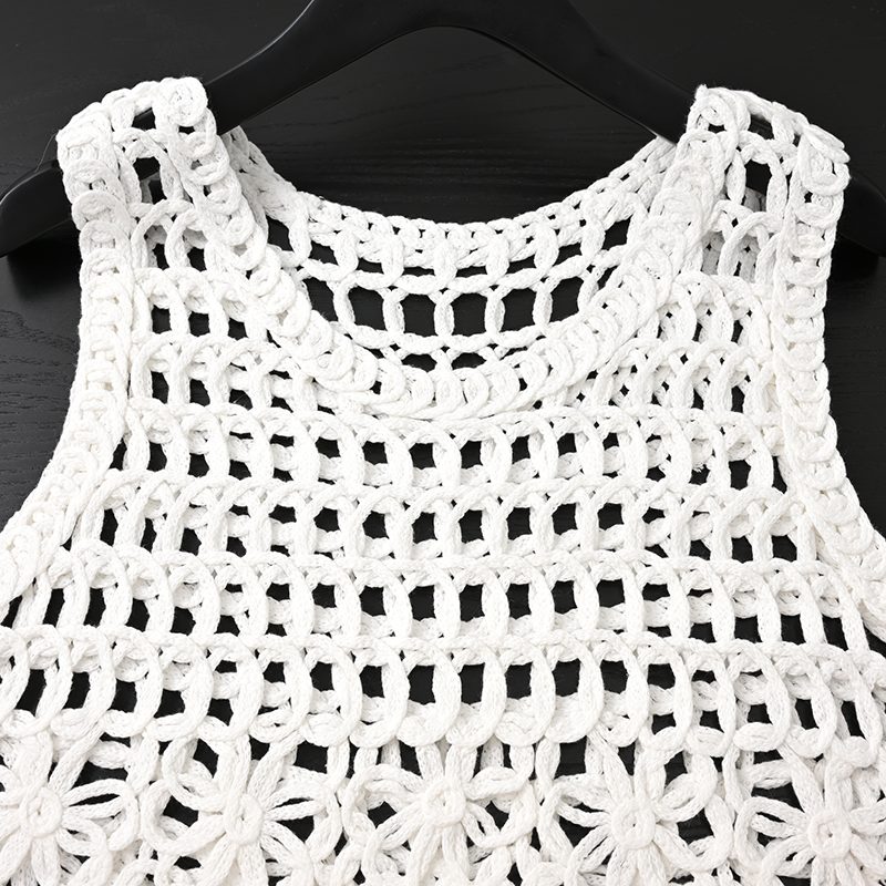 Débardeur en Crochet transparent pour femmes, Cover-Up pour Bikini, ajouré, sans manches, à franges, tenue de plage, de vacances, style Boho, été