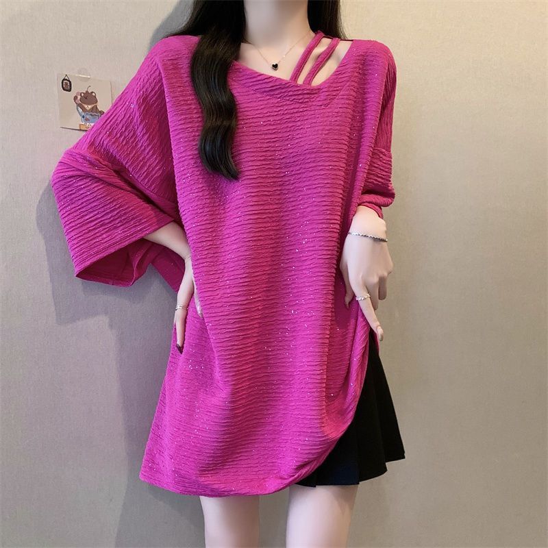 T-shirt col rond manches mi-longues pour femmes, tendance, grande taille, été, solide, simplicité, mode, décontracté, vêtements coréens