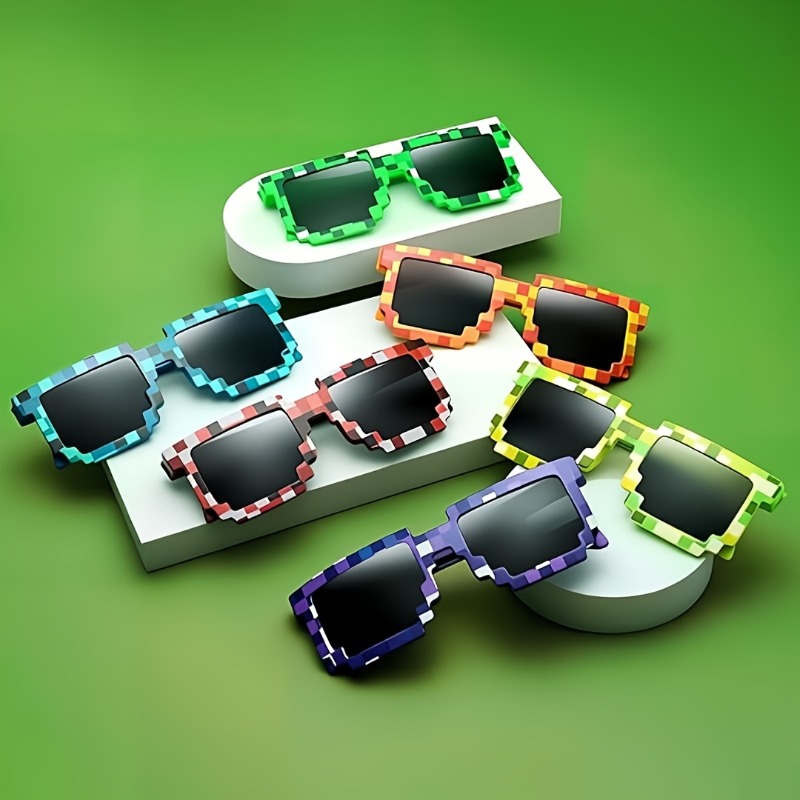 Lunettes de soleil Pixel rétro pour adultes, 7 pièces, cadeaux de fête pour anniversaires et événements de jeux, fournitures