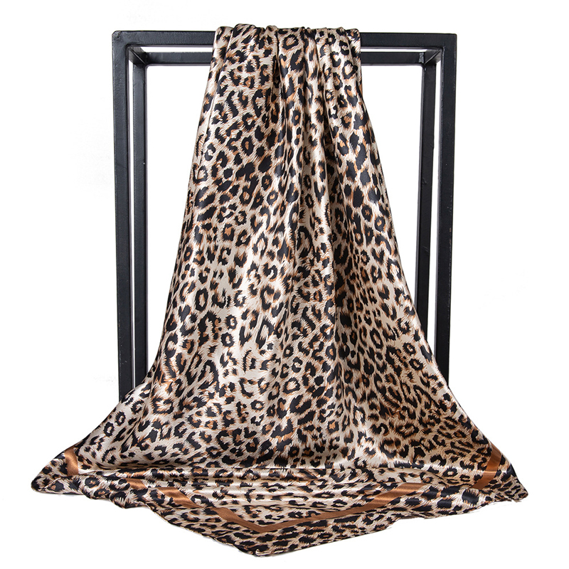 Foulard Carré en Satin Doux pour Femme, 90x90cm, Belles Fleurs, Châle, Écharpe de Sauna