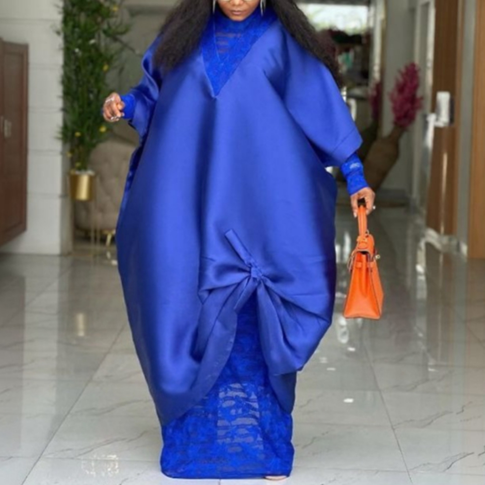Ensemble deux pièces pour femmes africaines, robe Bubu élégante et brillante, robe en dentelle à l'intérieur, kaftan ordinaire, vêtements traditionnels, longue robe ample Dashiki