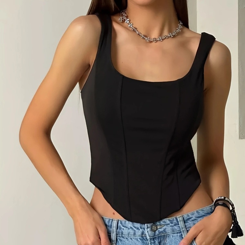 Crop tops sexy pour femmes, sans manches, moulants, style corset, bustiers, body, débardeur, à lacets, coupe ajustée, tendance été