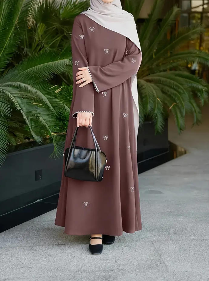 Abayas musulmanes pour femmes, Robe longue imprimée, style Abaya arabe de Dubaï, coupe ample, col rond, modeste pour le Ramadan, style marocain, Printemps 2026
