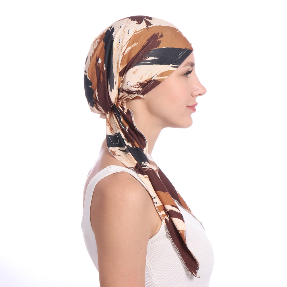 Bonnet Turban Imprimé Tendance pour Femme, Sous-Hijab Musulman, Couvre-Chute de Cheveux, Bonnets, Foulard à Longue Queue, Bandana Extensible