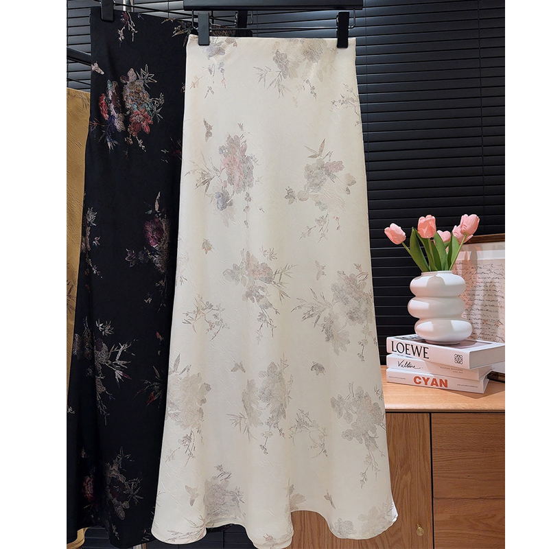 Nouvelle Arrivée 2026 – Jupes Maxi Élégantes Vintage pour Femme, Taille Haute, Motif Floral, en Satin Sexy – Faldas Femme Streetwear