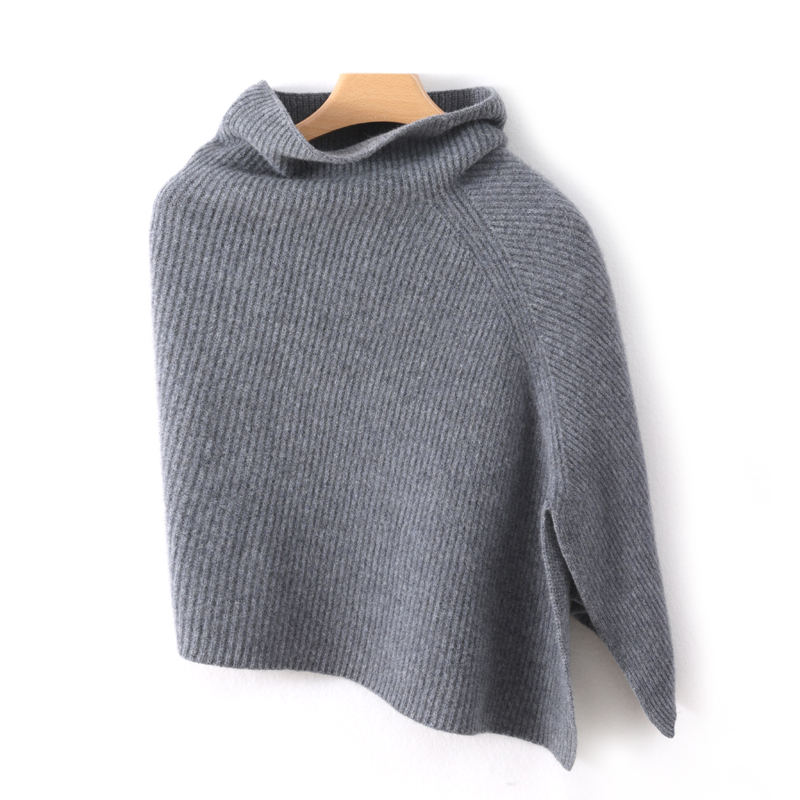 Châle français rétro 100% laine Pure pour femme, nouveau Style, col haut, couverture épaisse et chaude, écharpe tricotée, Cape une pièce, automne hiver
