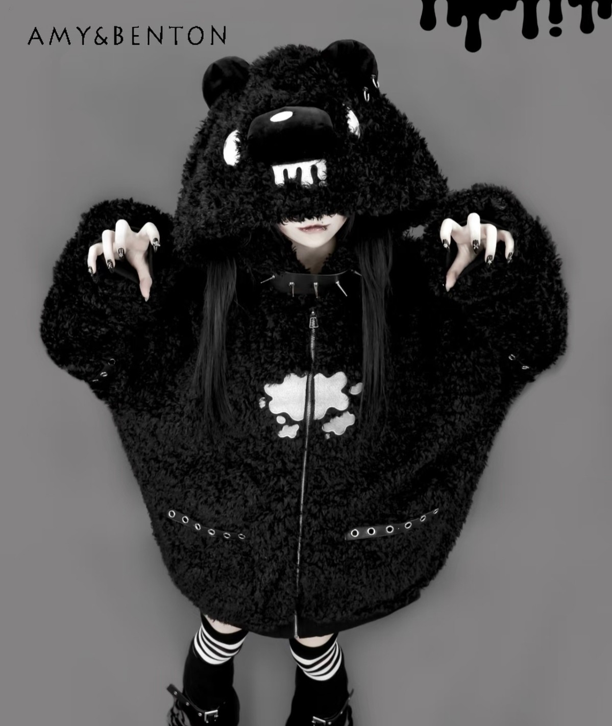 Manteau en peluche à capuche surdimensionné, mignon et kawaii, de style japonais, nouvelle collection automne-hiver 2026, subculture Y2k, pull en laine à fermeture éclair, doux et cool.