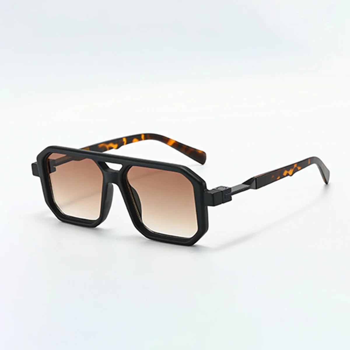Lunettes géométriques pour femmes, lunettes à Double pont, lentilles colorées carrées épaisses de Style métal lourd, lunettes décoratives à la mode
