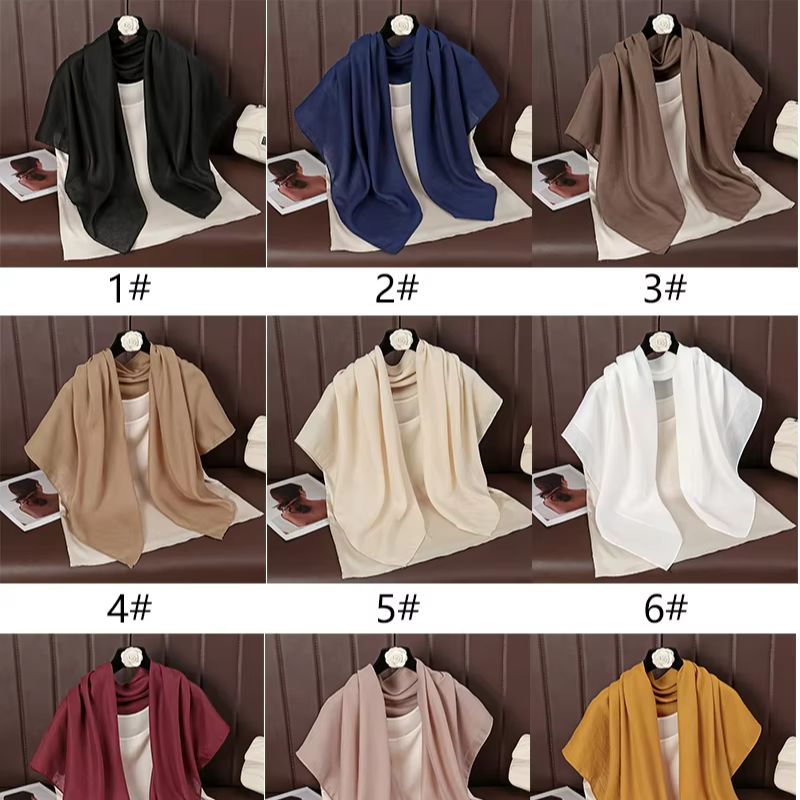 90*90 cm coton écharpe carré Hijab écharpe musulman foulard enveloppes Bandana solide carré foulards châle femmes bandeau mouchoir