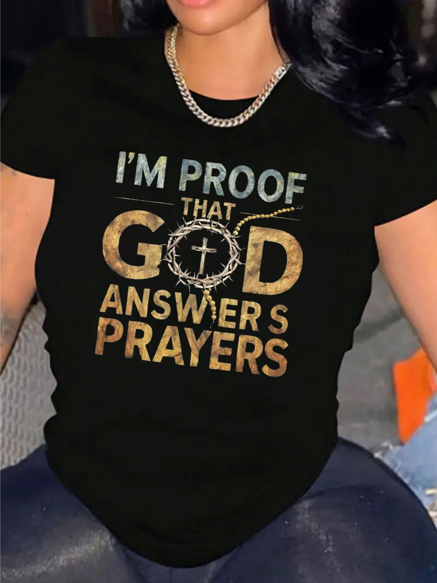 T-shirt pour femme « Je suis une preuve que Dieu répond aux prières » - Motif inspiré de la foi, haut décontracté chrétien inspirant